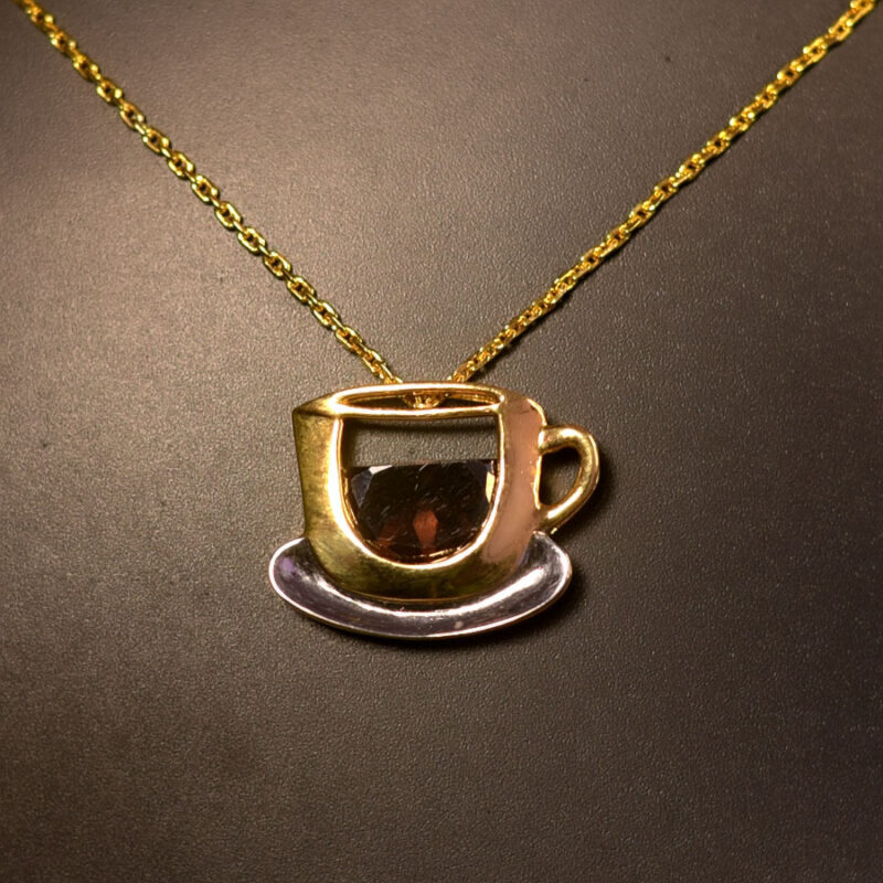 Tea Cup Pendant With Chain