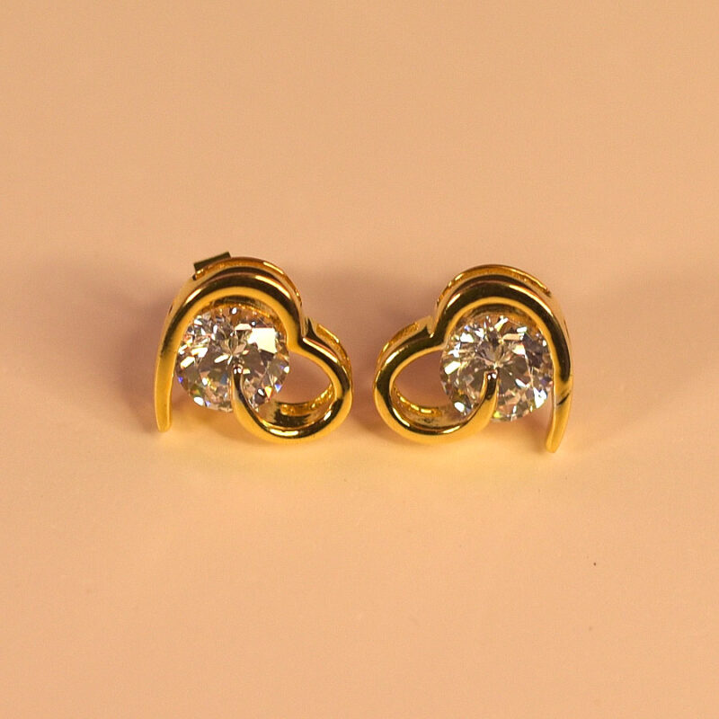 Heart Solitaire Earrings
