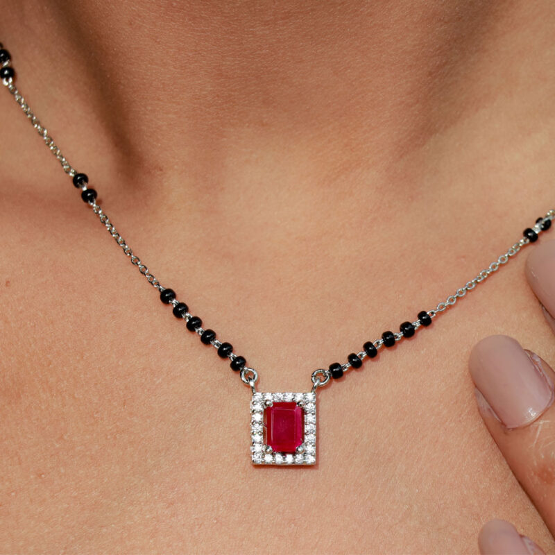 Square Cut Zircon Mangal Sutra