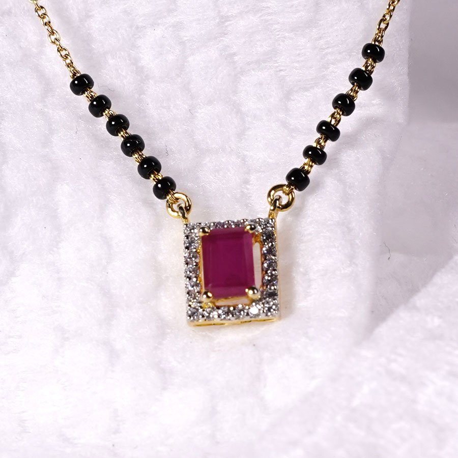 Square Cut Zircon Mangal Sutra