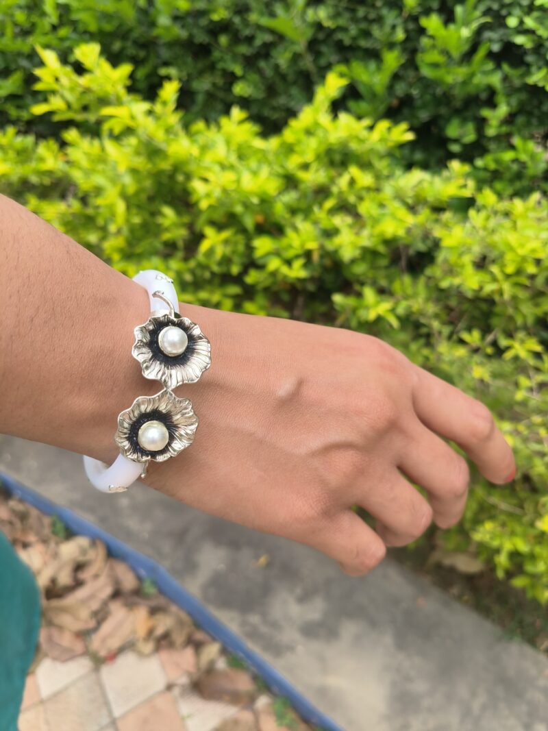 Buy Silverji Handmade Pearl pola with Lotus Shape ( One Piece ) - Image 5