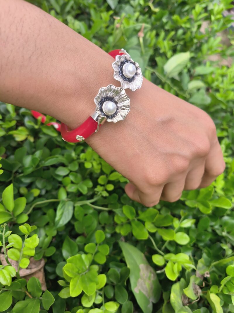 Buy Silverji Handmade Pearl pola with Lotus Shape ( One Piece ) - Image 9