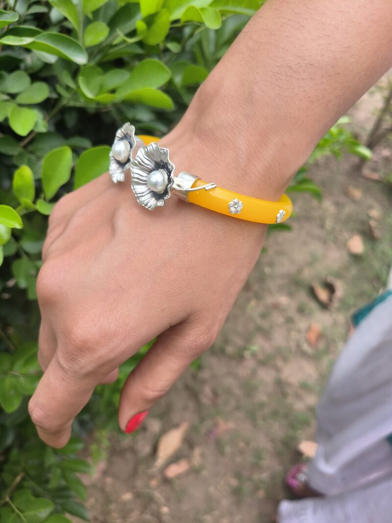 Buy Silverji Handmade Pearl pola with Lotus Shape ( One Piece ) - Image 3