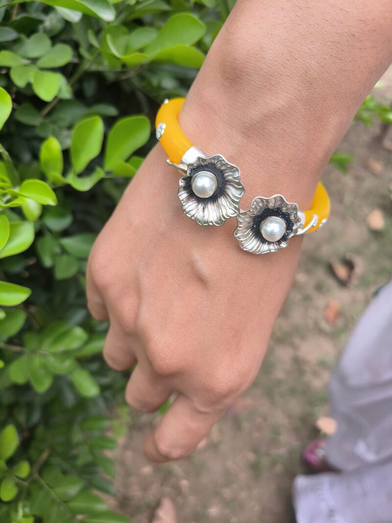 Buy Silverji Handmade Pearl pola with Lotus Shape ( One Piece ) - Image 4