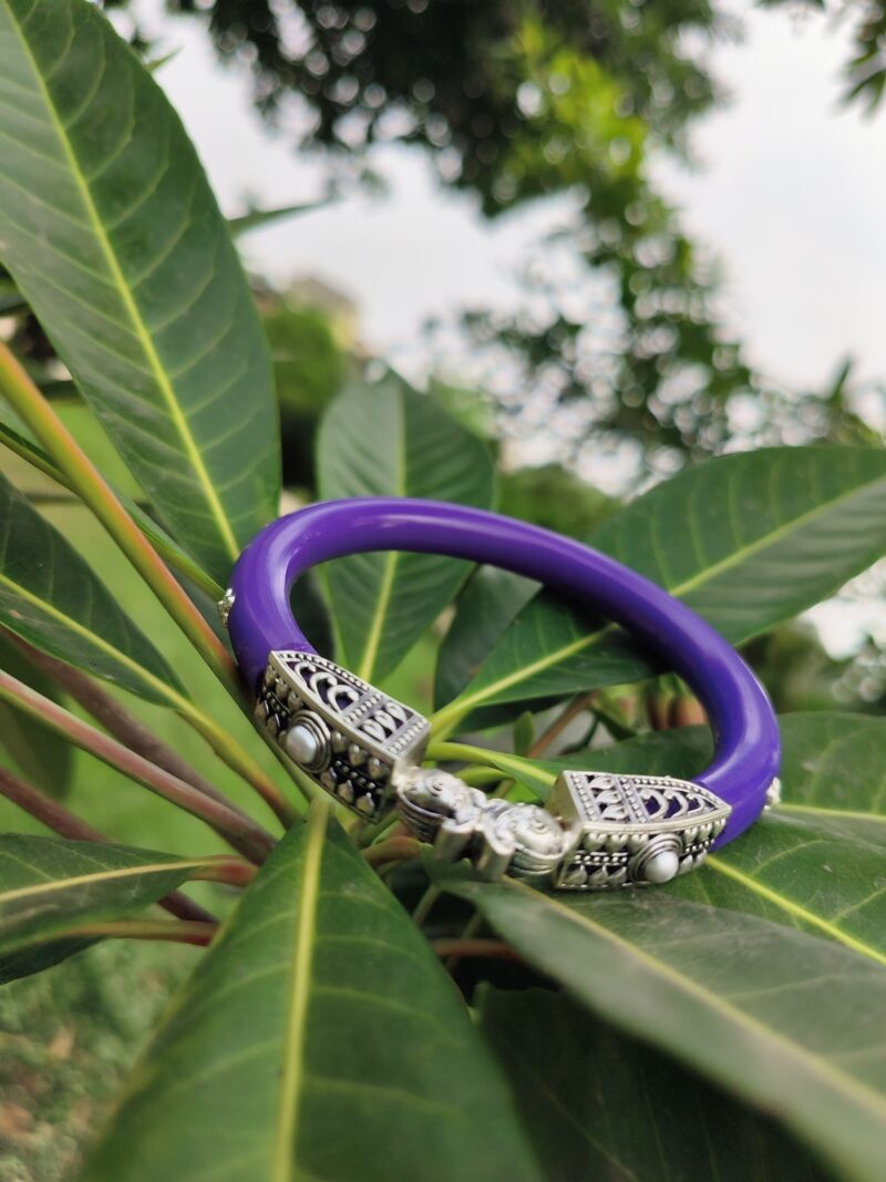 Buy Silverji Handmade Purple Colour Elephant Shape Square Bangle ( One Piece ) - Image 4