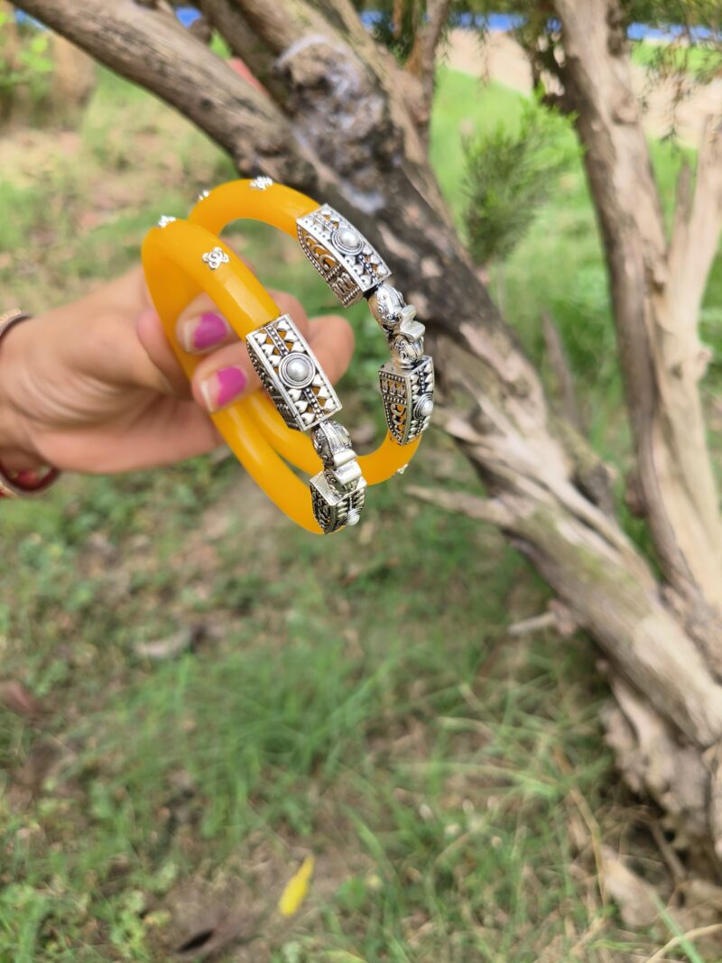 Buy Silverji Handmade Yellow Colour Elephant Shape Square Bangle ( One Piece )