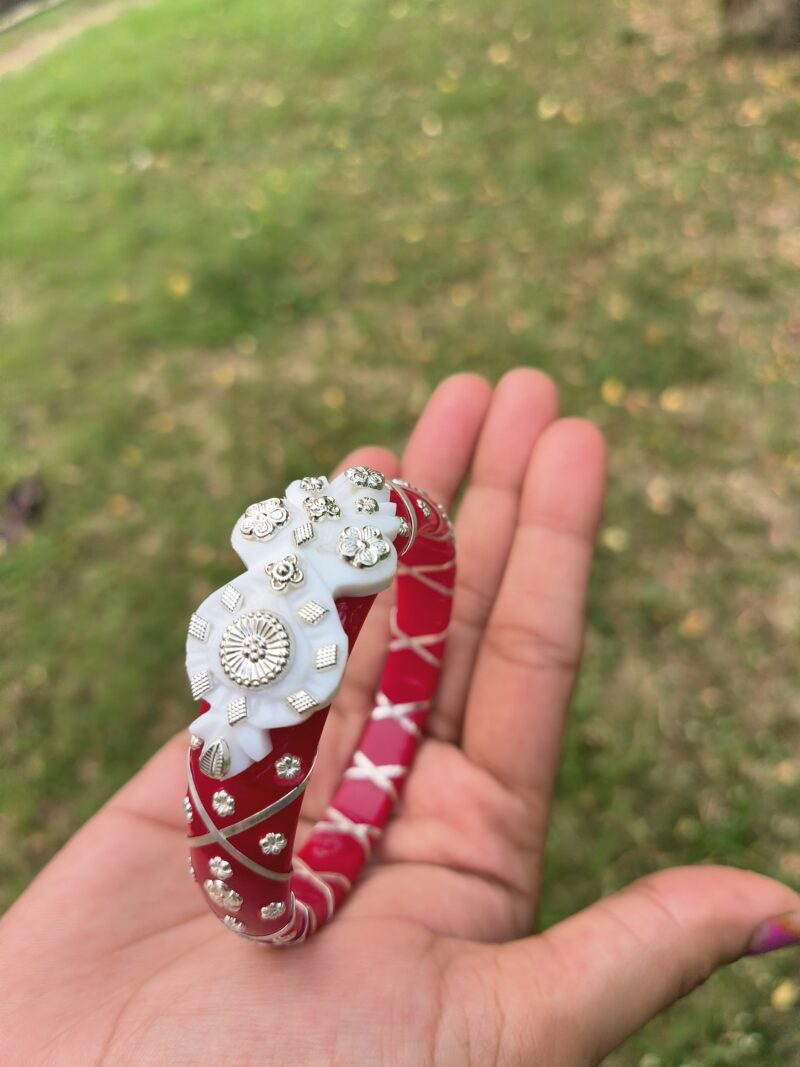 Buy Silverji Handmade Saka pola Bangle with Flower Design ( One Piece )