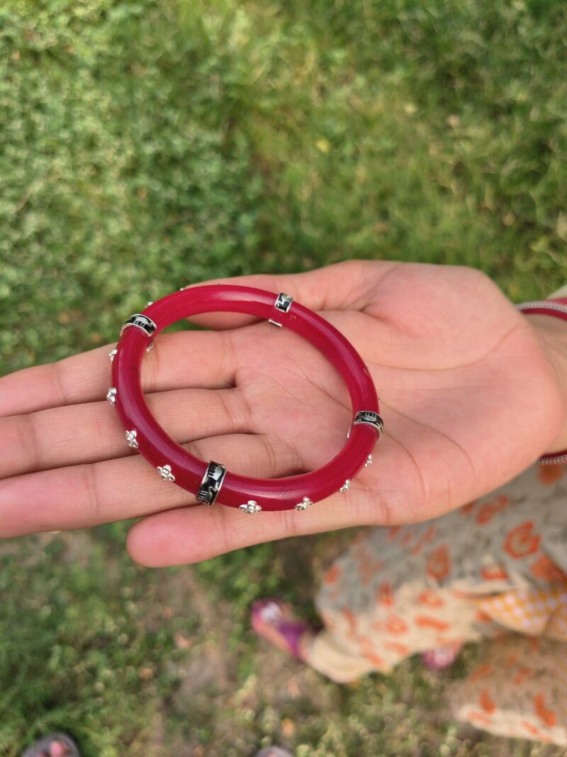Buy Silverji Handmade Red pola with Flowers printed ( One Piece ) - Image 4