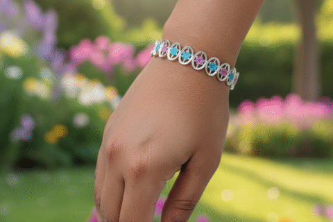 Buy Silverji Modern Sparkling Petals Bangel( One Piece )