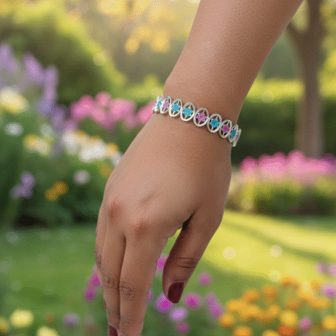 Buy Silverji Modern Sparkling Petals Bangel( One Piece )