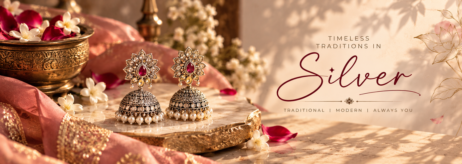 Timeless Silver Jhumka Jewellery Banner