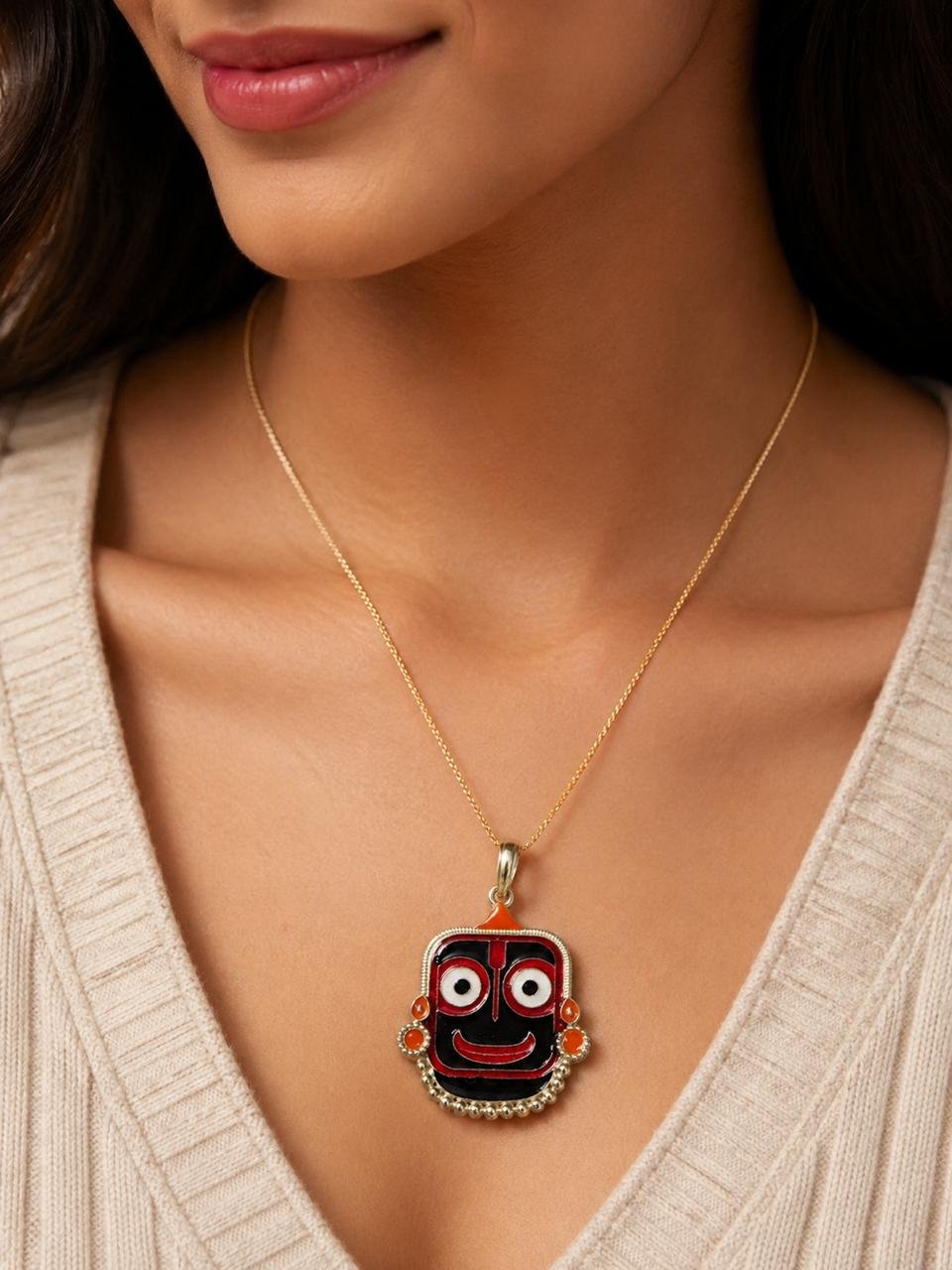 Jagannath Face Pendant Necklace | 92.5 Pure Sterling Silver